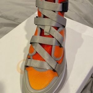 New in the box Chloe high tops in bright orange and grey absolutely beautiful